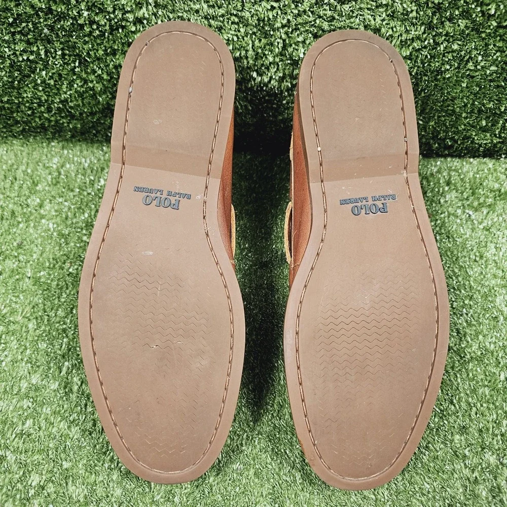 Polo Ralph Lauren Bienne Brown Leather Casual Boat Shoes Mens Size 10.5